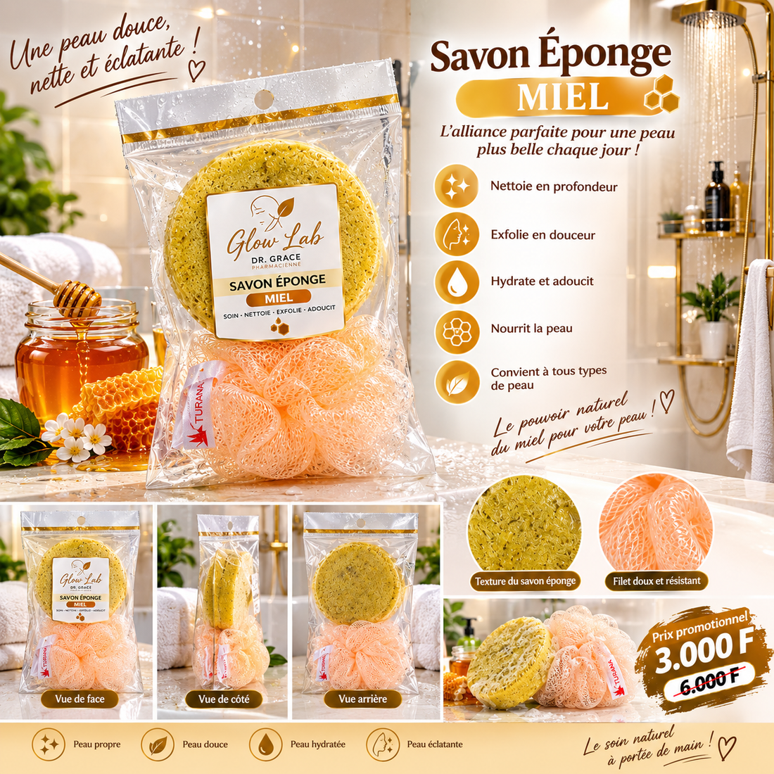 Savon Éponge Miel